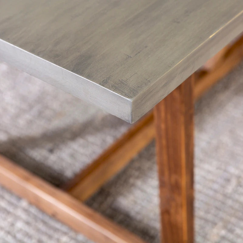 72" Solid Pine Farmhouse Trestle Dining Table – Grey/Brown or Rustic Oak/White Wash, Seats 6