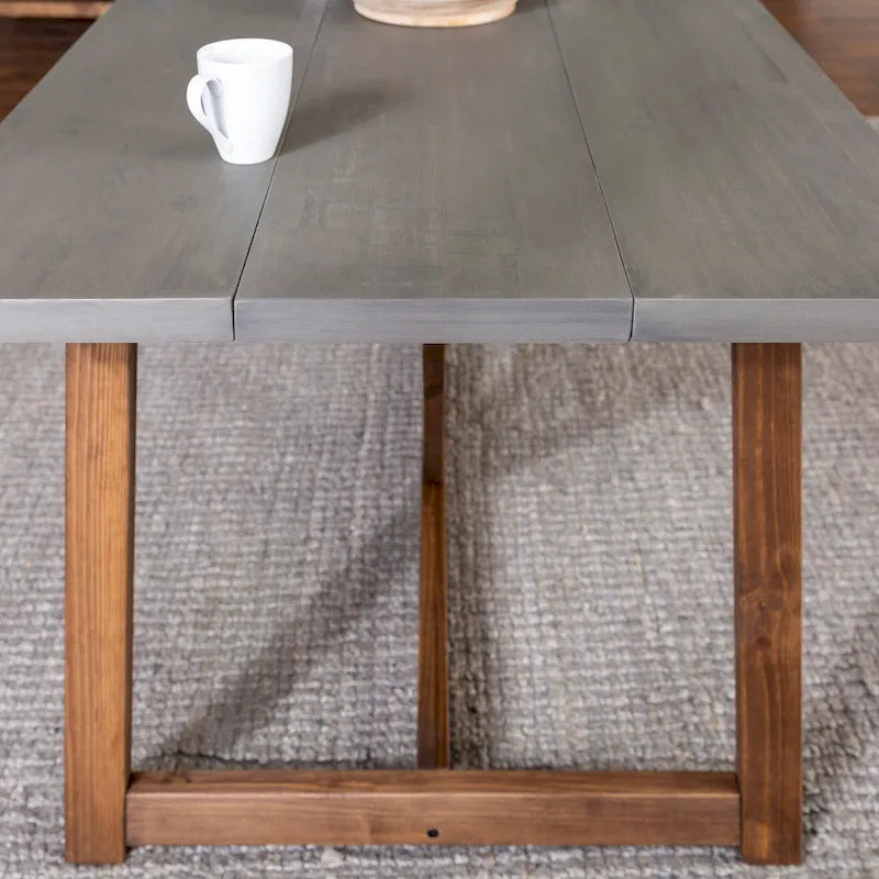 72" Solid Pine Farmhouse Trestle Dining Table – Grey/Brown or Rustic Oak/White Wash, Seats 6