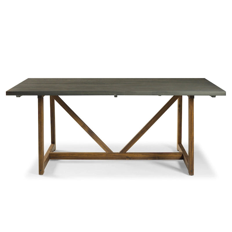 72" Solid Pine Farmhouse Trestle Dining Table – Grey/Brown or Rustic Oak/White Wash, Seats 6