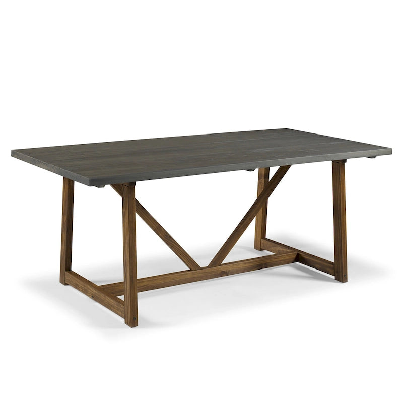 72" Solid Pine Farmhouse Trestle Dining Table – Grey/Brown or Rustic Oak/White Wash, Seats 6