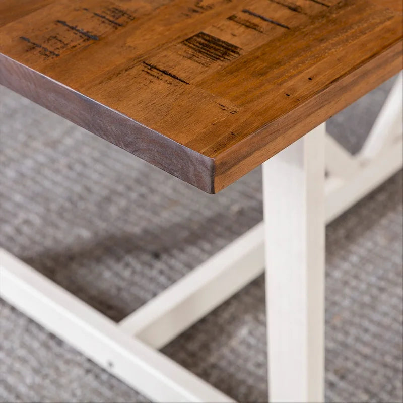 72" Solid Pine Farmhouse Trestle Dining Table – Grey/Brown or Rustic Oak/White Wash, Seats 6