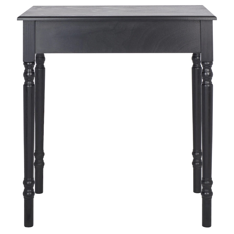 1-Drawer Desk with Turned Legs – Distressed White / Brown / Black, Traditional Style