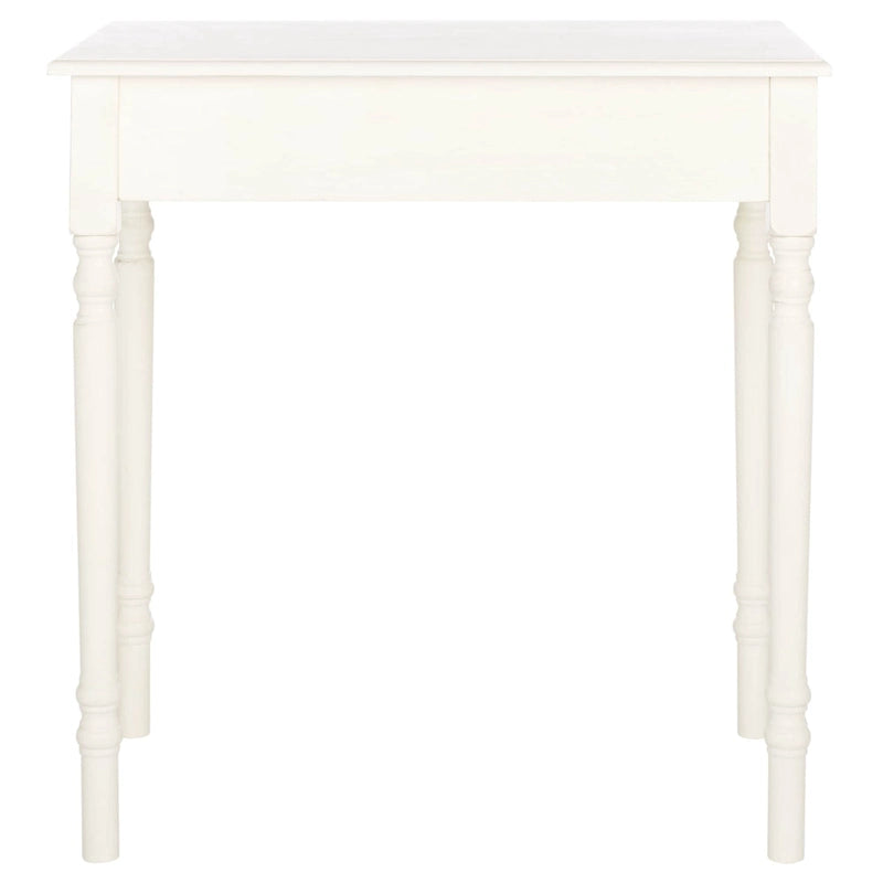 1-Drawer Desk with Turned Legs – Distressed White / Brown / Black, Traditional Style