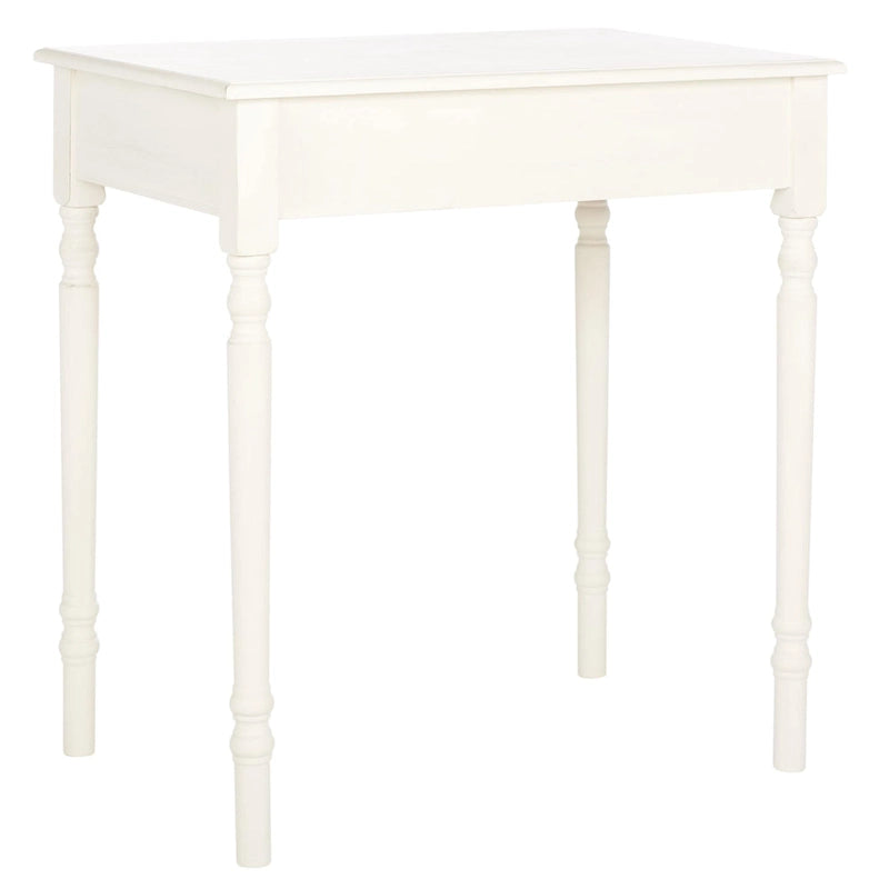 1-Drawer Desk with Turned Legs – Distressed White / Brown / Black, Traditional Style