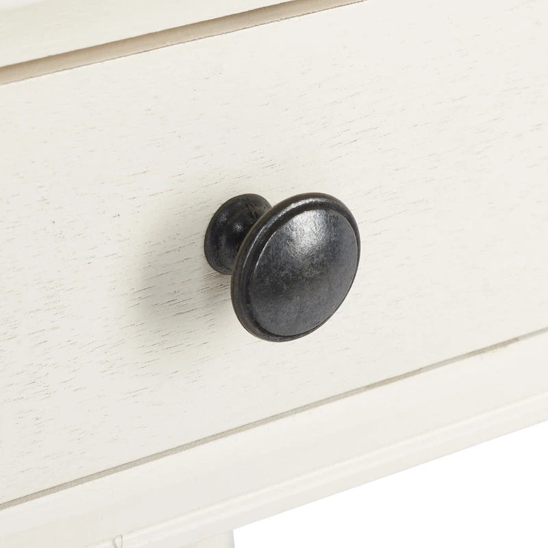 1-Drawer Desk with Turned Legs – Distressed White / Brown / Black, Traditional Style