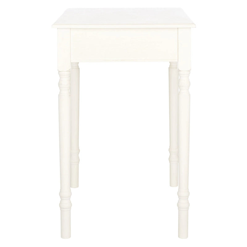 1-Drawer Desk with Turned Legs – Distressed White / Brown / Black, Traditional Style