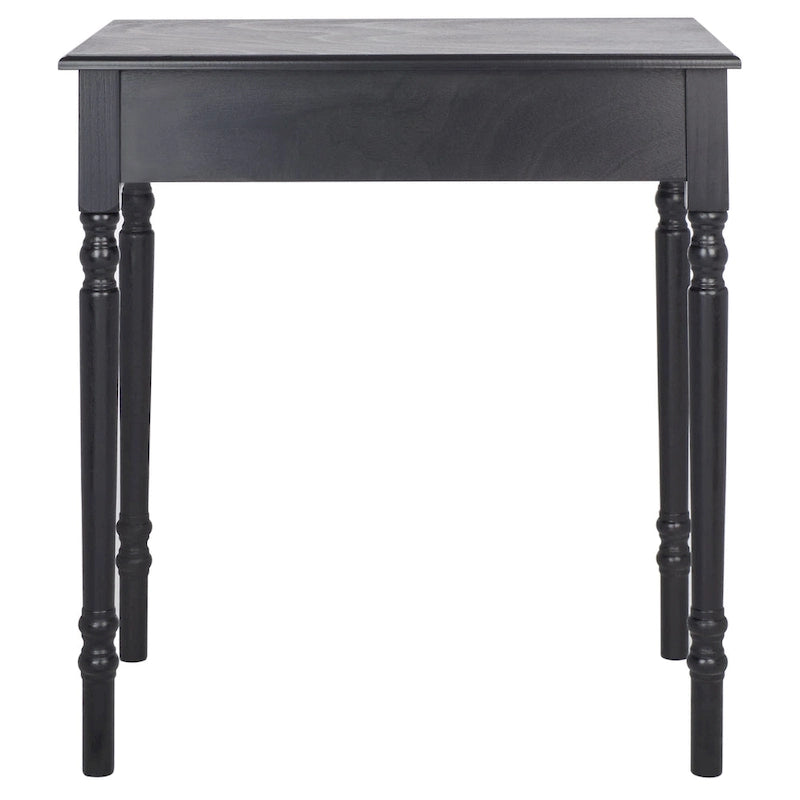 1-Drawer Desk with Turned Legs – Distressed White / Brown / Black, Traditional Style