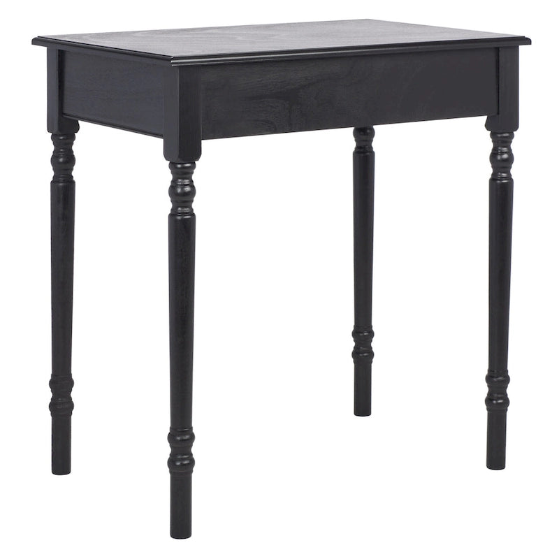 1-Drawer Desk with Turned Legs – Distressed White / Brown / Black, Traditional Style