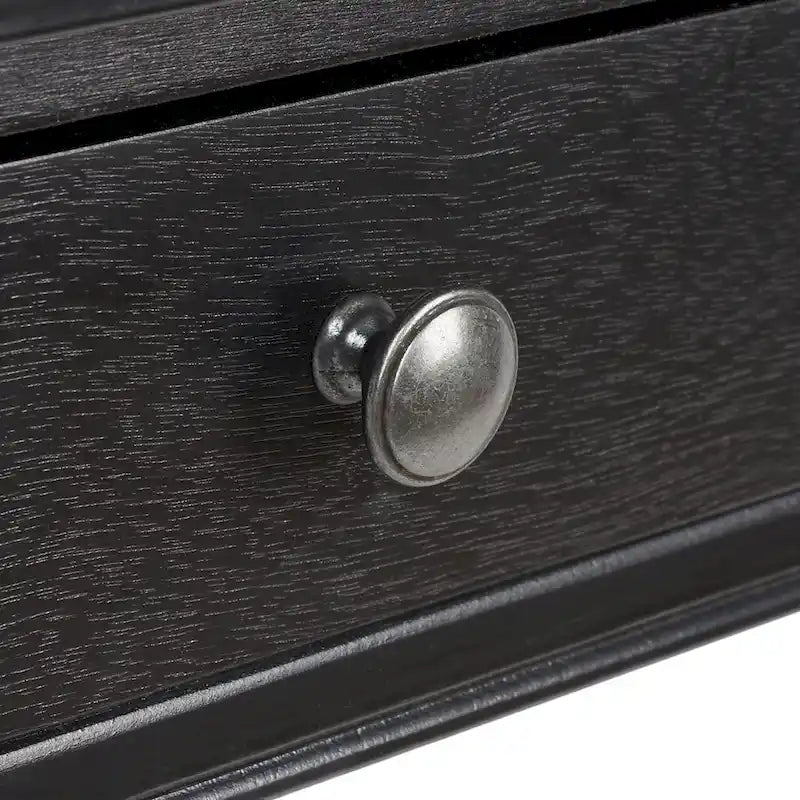 1-Drawer Desk with Turned Legs – Distressed White / Brown / Black, Traditional Style