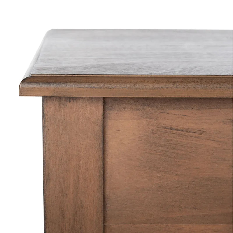 1-Drawer Desk with Turned Legs – Distressed White / Brown / Black, Traditional Style