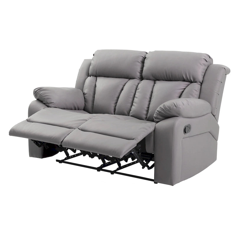 Faux Leather Reclining Loveseat – White / Black / Dark Brown / Grey / Beige, Casual Style, Seats 2
