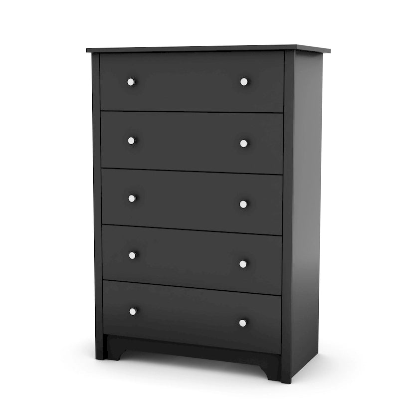 5-Drawer Chest of Drawers with Metal Slides – Soft Gray / Pure Black / Chocolate / Sumptuous Cherry, Contemporary Style
