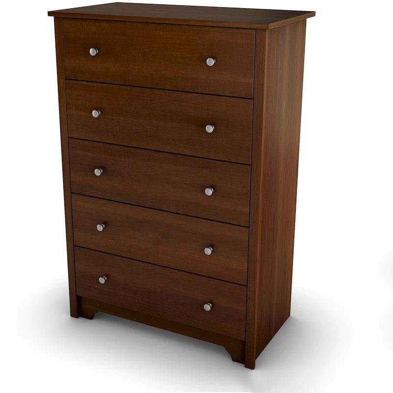 5-Drawer Chest of Drawers with Metal Slides – Soft Gray / Pure Black / Chocolate / Sumptuous Cherry, Contemporary Style