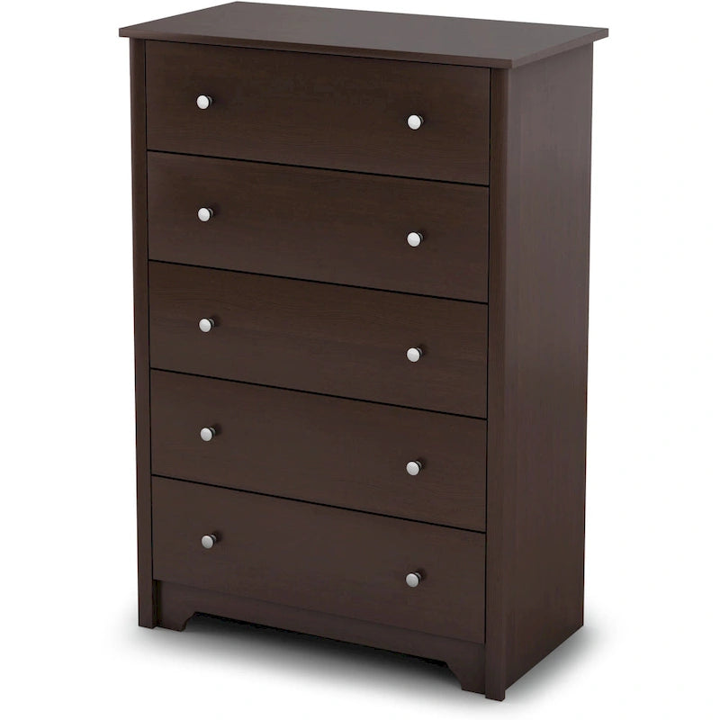 5-Drawer Chest of Drawers with Metal Slides – Soft Gray / Pure Black / Chocolate / Sumptuous Cherry, Contemporary Style