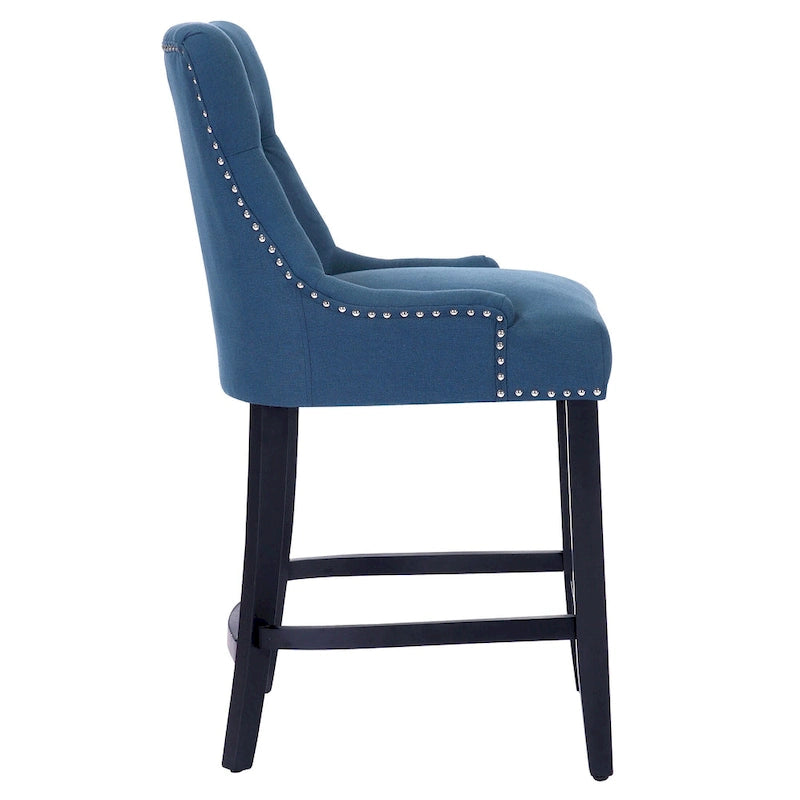 24" Button-Tufted Upholstered Counter Stool – Beige / Gray / Brown / Tea, Transitional Style, Seats 1