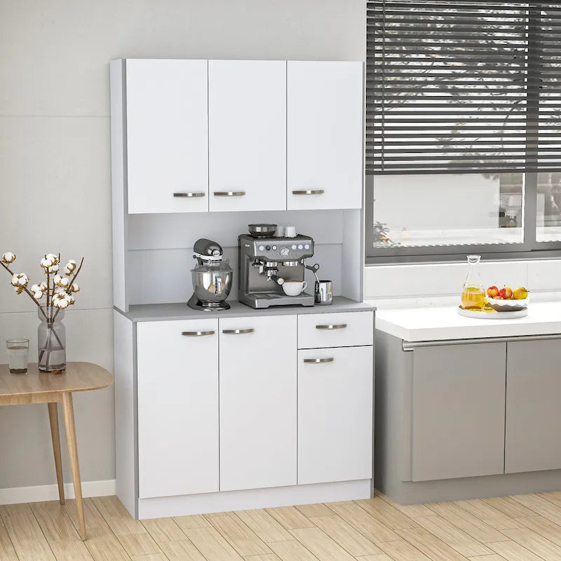 Freestanding Kitchen Buffet Hutch – White, Modern Style