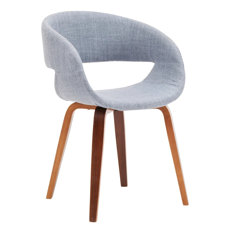 Fabric Upholstered Dining Chair – Grey / Blue / Black, Mid-Century Style