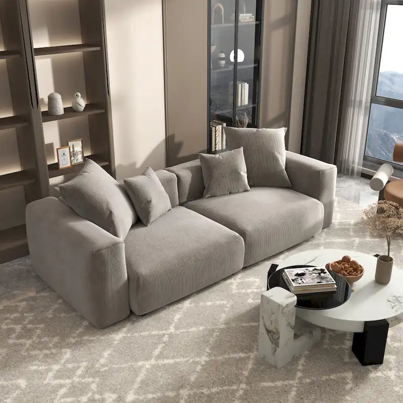 102 Oversized Corduroy Sectional Sofa Modern Wide Couch