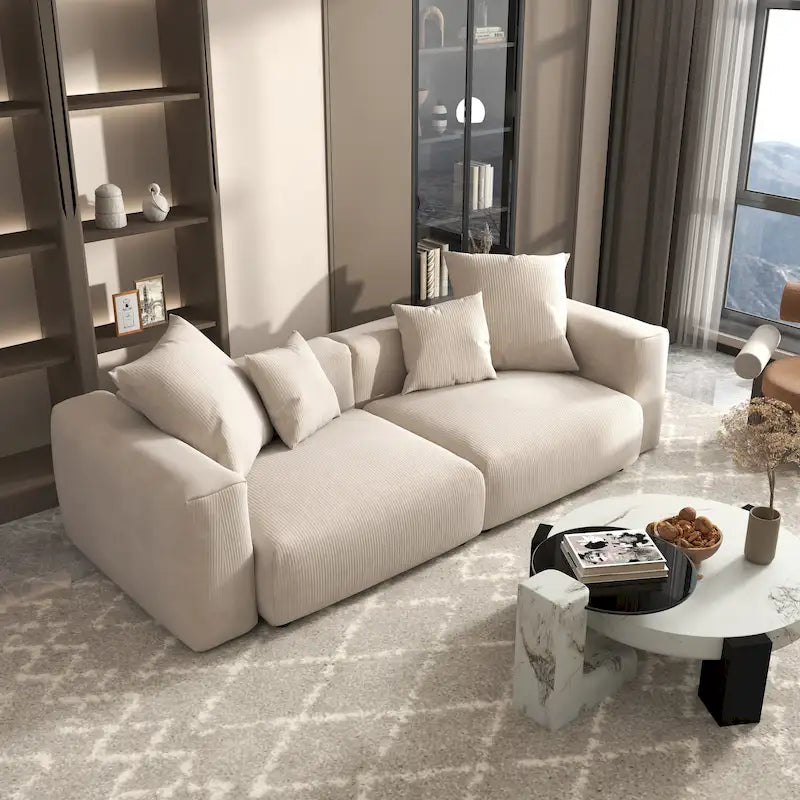 102 Oversized Corduroy Sectional Sofa Modern Wide Couch