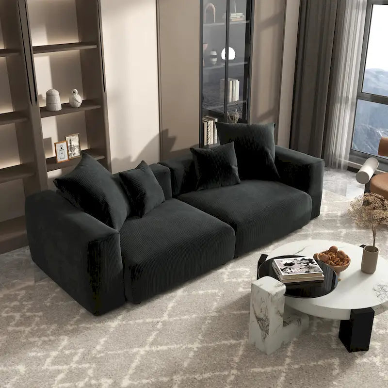 102 Oversized Corduroy Sectional Sofa Modern Wide Couch