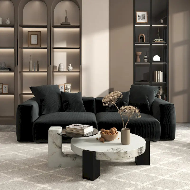 102 Oversized Corduroy Sectional Sofa Modern Wide Couch