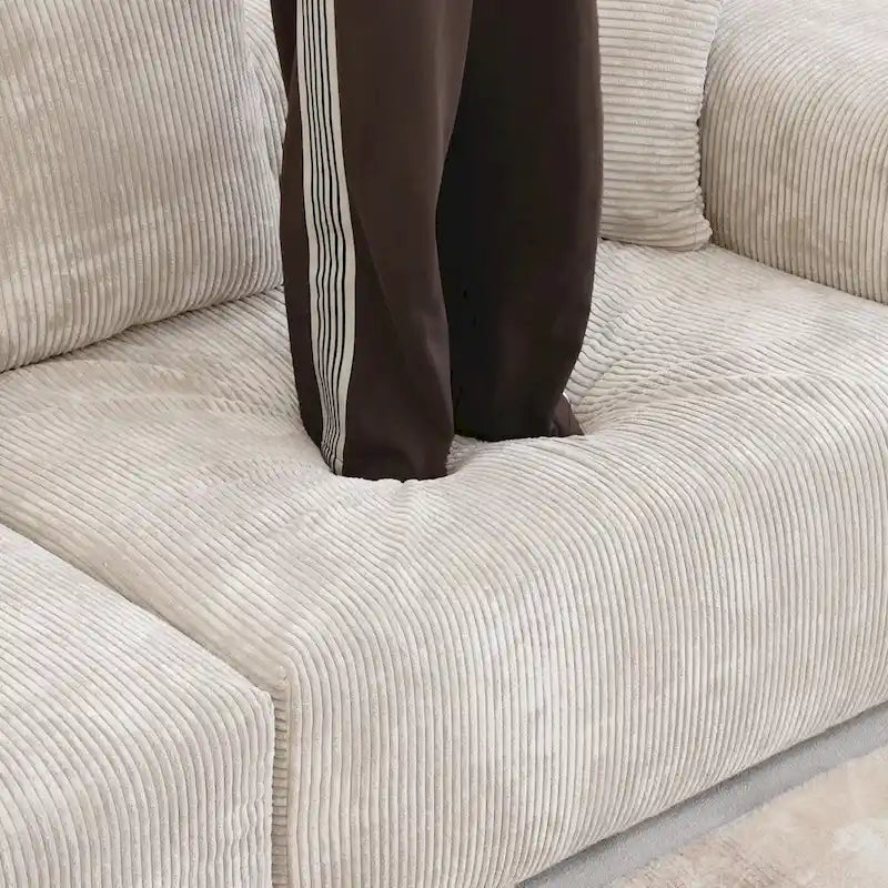 102 Oversized Corduroy Sectional Sofa Modern Wide Couch