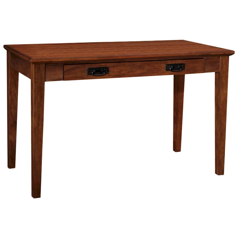Solid Wood Writing Desk with Drop-Front Keyboard Drawer & Wire Grommet – Mission Oak / Chocolate Cherry / Westwood Cherry, Mission Style