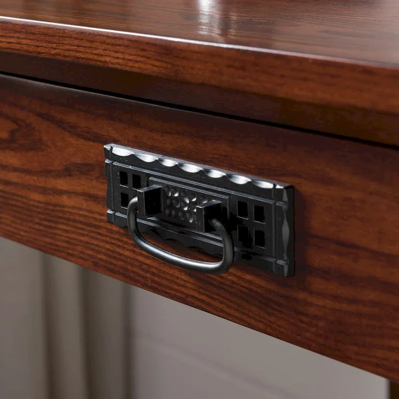 Solid Wood Writing Desk with Drop-Front Keyboard Drawer & Wire Grommet – Mission Oak / Chocolate Cherry / Westwood Cherry, Mission Style