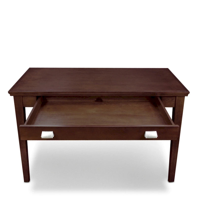 Solid Wood Writing Desk with Drop-Front Keyboard Drawer & Wire Grommet – Mission Oak / Chocolate Cherry / Westwood Cherry, Mission Style