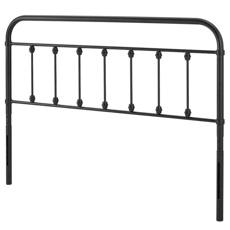 Queen Size Metal Headboard with Round Spindles – Black, Classic Style