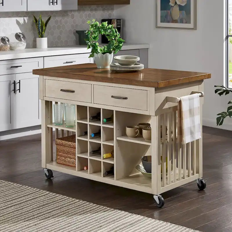 Eleanor Kitchen Island with Wine Rack by iNSPIRE Q Classic