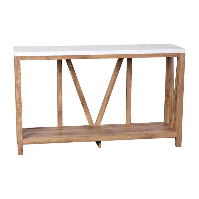 2-Tier Console Entryway Table – Black/Walnut / White/Oak / Oak/Marble / Oak/Concrete, Farmhouse Style