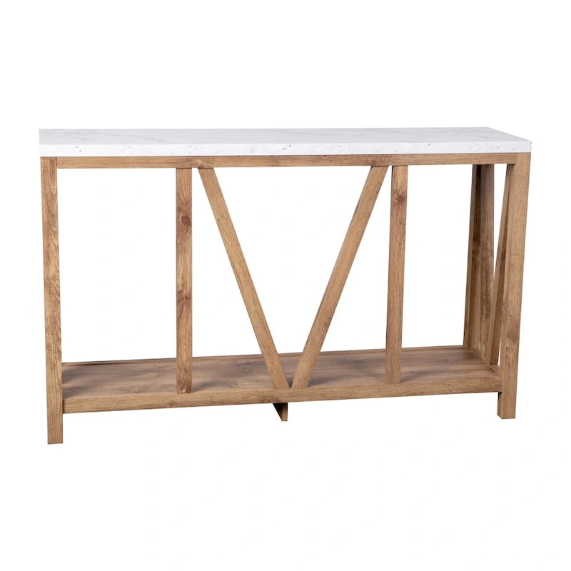 2-Tier Console Entryway Table – Black/Walnut / White/Oak / Oak/Marble / Oak/Concrete, Farmhouse Style