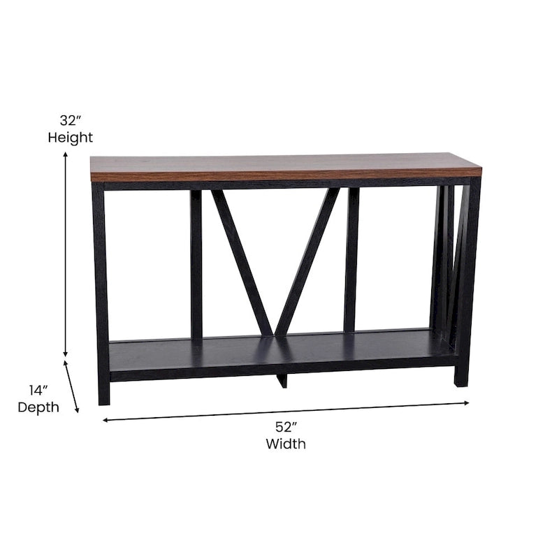 2-Tier Console Entryway Table – Black/Walnut / White/Oak / Oak/Marble / Oak/Concrete, Farmhouse Style