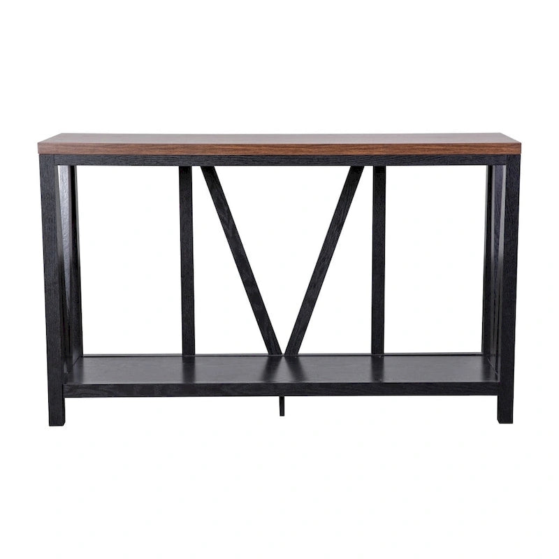 2-Tier Console Entryway Table – Black/Walnut / White/Oak / Oak/Marble / Oak/Concrete, Farmhouse Style