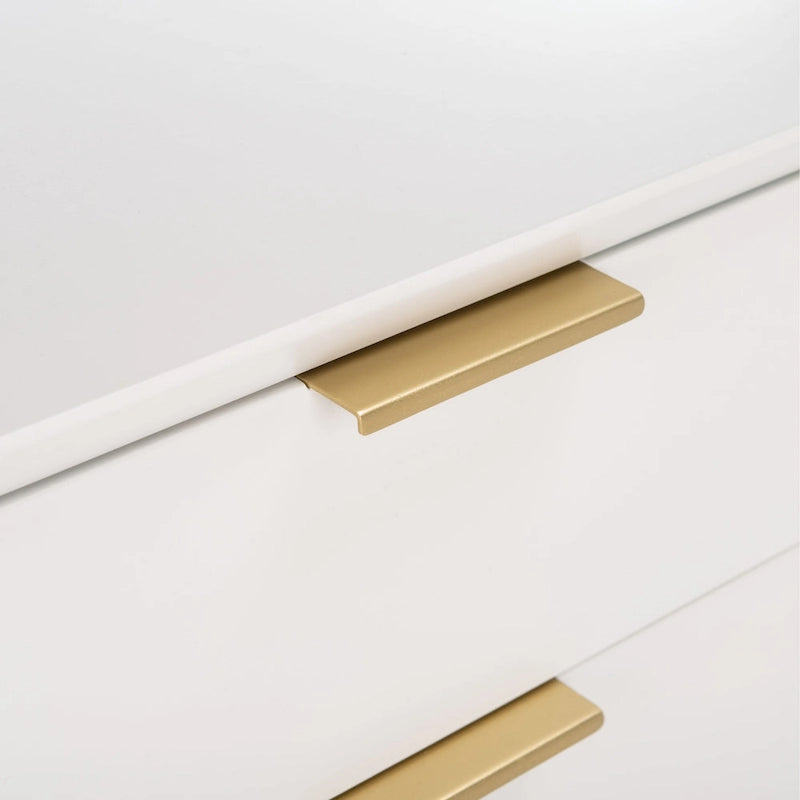 3-Drawer Nightstand Accent Table with Gold-Capped Legs – White, Glam Style