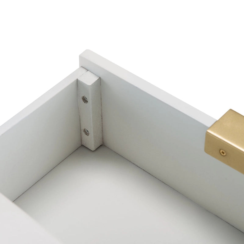 3-Drawer Nightstand Accent Table with Gold-Capped Legs – White, Glam Style