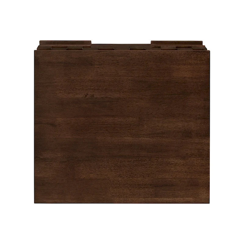 2-Drawer Nightstand with Geometric Ridge Detail – Tobacco Brown, Mid-Century Modern Style