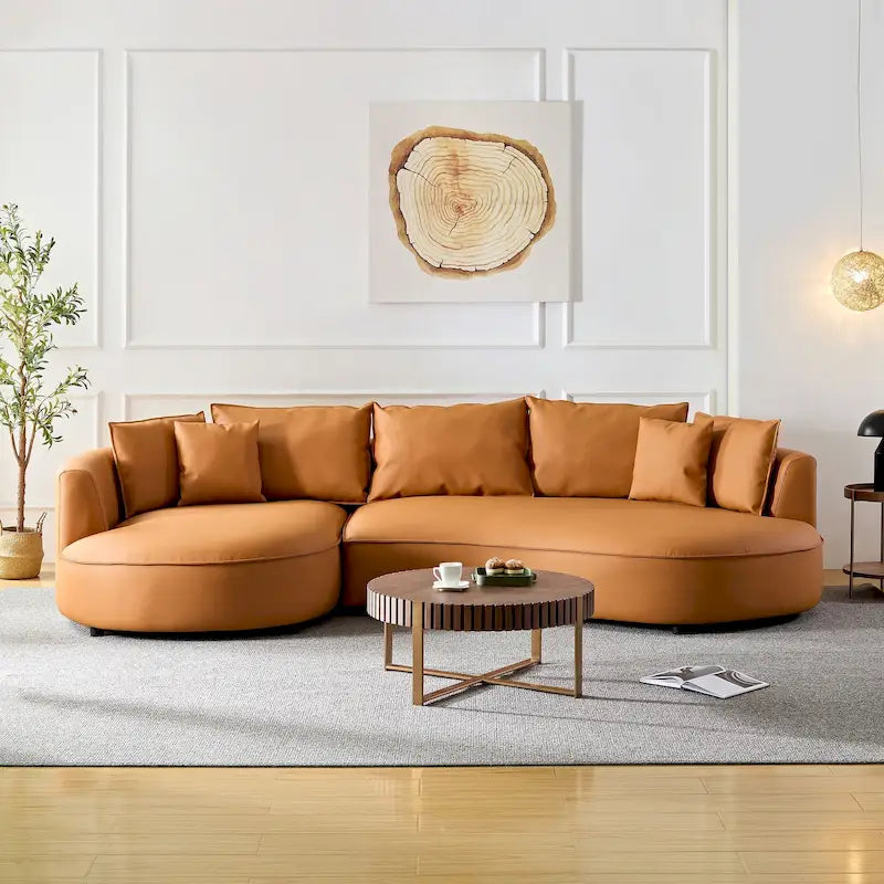 L-Shaped Leather Sectional Sofa with Chaise  Large Luxe Couch for Living Room