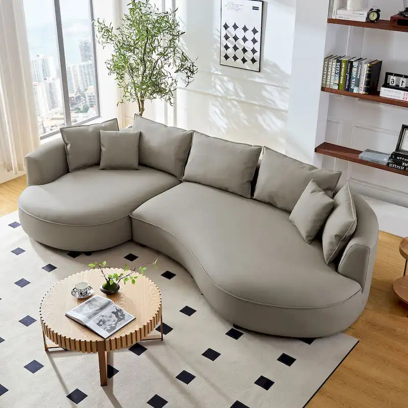 L-Shaped Leather Sectional Sofa with Chaise  Large Luxe Couch for Living Room