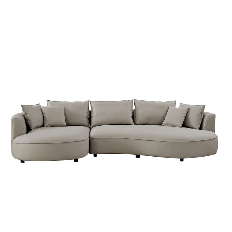 L-Shaped Leather Sectional Sofa with Chaise  Large Luxe Couch for Living Room
