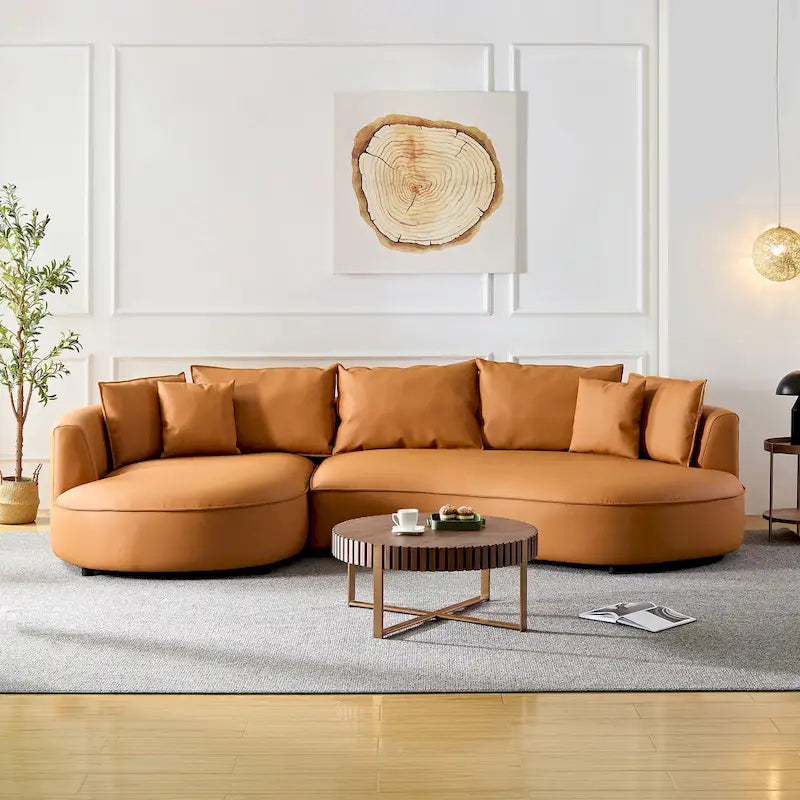 L-Shaped Leather Sectional Sofa with Chaise  Large Luxe Couch for Living Room