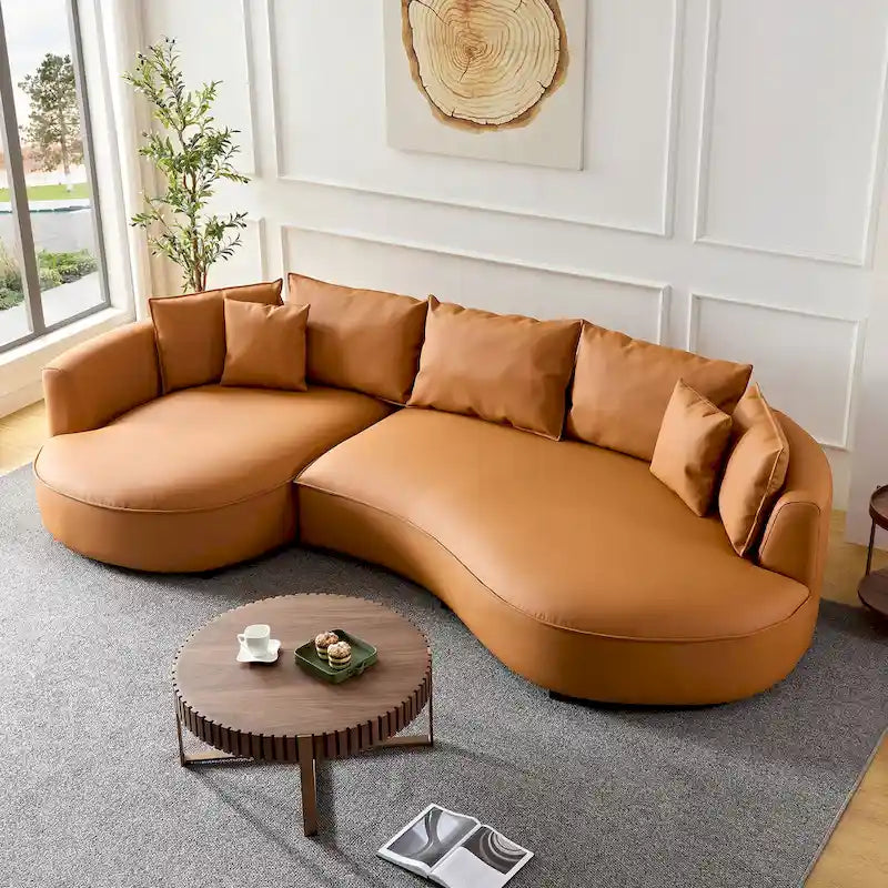 L-Shaped Leather Sectional Sofa with Chaise  Large Luxe Couch for Living Room