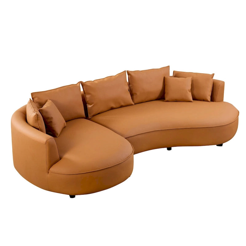 L-Shaped Leather Sectional Sofa with Chaise  Large Luxe Couch for Living Room