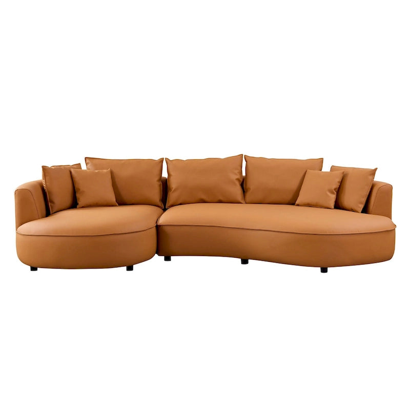 L-Shaped Leather Sectional Sofa with Chaise  Large Luxe Couch for Living Room