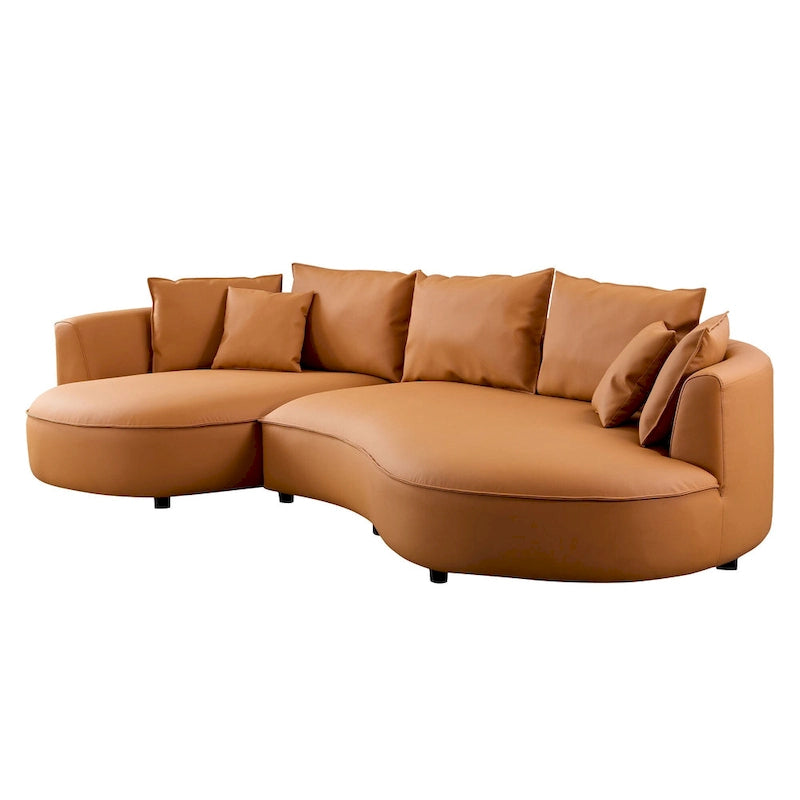 L-Shaped Leather Sectional Sofa with Chaise  Large Luxe Couch for Living Room