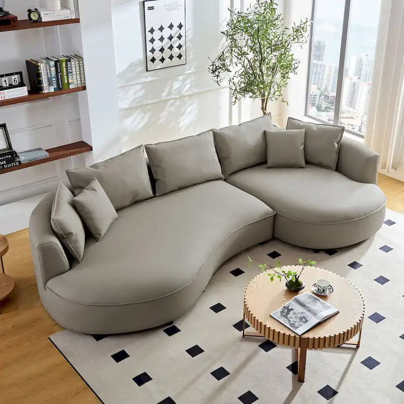 L-Shaped Leather Sectional Sofa with Chaise  Large Luxe Couch for Living Room