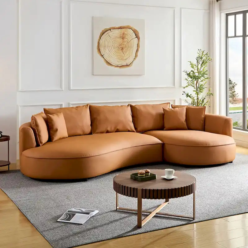 L-Shaped Leather Sectional Sofa with Chaise  Large Luxe Couch for Living Room