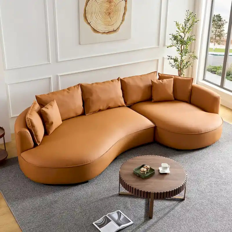 L-Shaped Leather Sectional Sofa with Chaise  Large Luxe Couch for Living Room