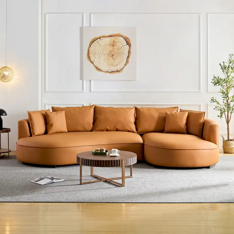 L-Shaped Leather Sectional Sofa with Chaise  Large Luxe Couch for Living Room